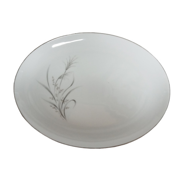 Vintage Oval Serving Platter Tray Castlecourt Wheat Spray Pattern Silver Rim 12" - Picture 3 of 9